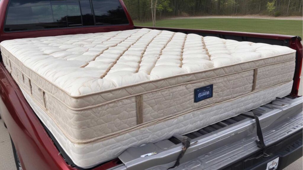 Do Tie and strap is how to haul a king size mattress in a pickup.