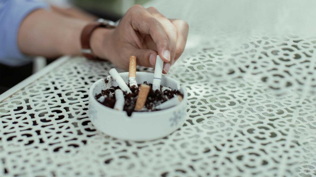 Using an ashtray to prevent from cigarette smoke in your mattress.
